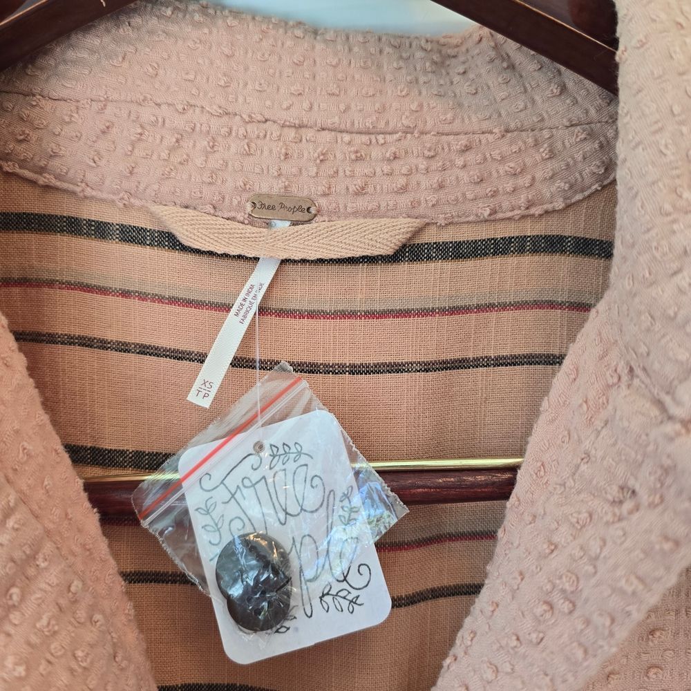 NWT Free People Textured Shacket Boho Mauve Duster Oversized Button Dwn Dress Xs - Picture 2 of 12